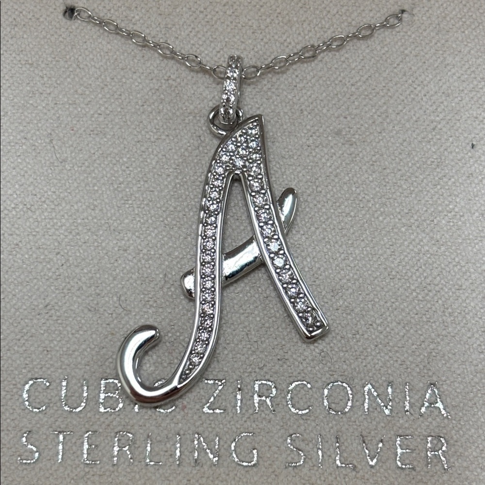 Brand New Sterling Silver Cubic Zirconia “A” Initial Necklace Christmas Box - Picture 4 of 10
